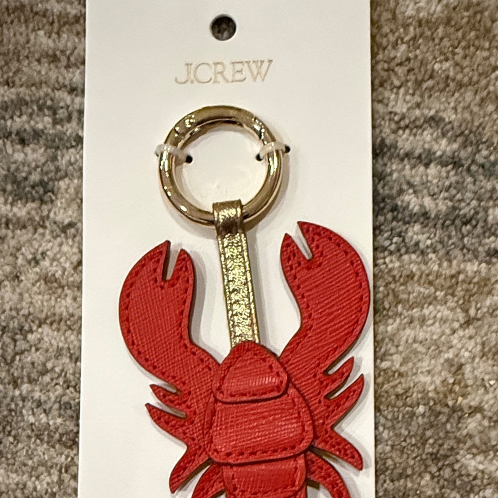 J. Crew Red Lobster Bag Charm with Gold Ring - Picture 2 of 3